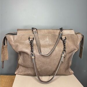 Costanza Rota Taupe Leather Tote Bag